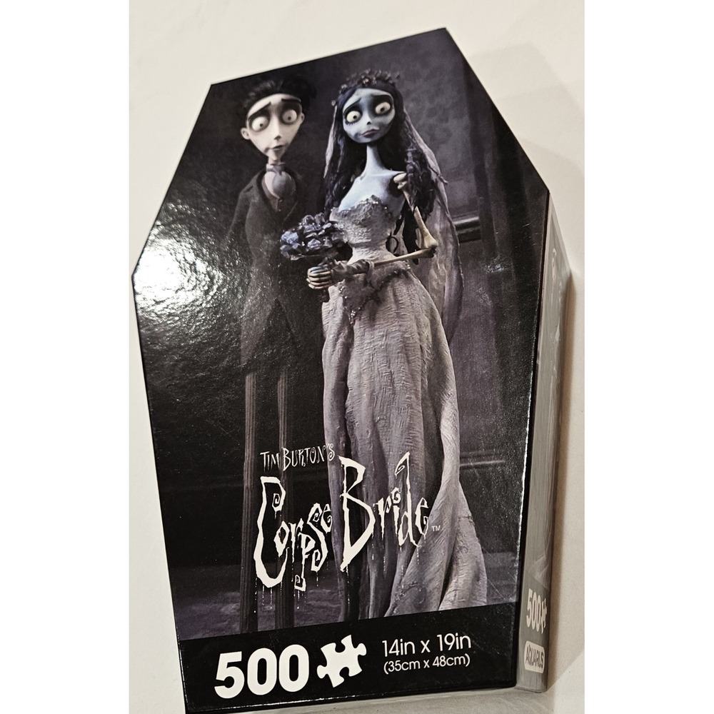 Corpse Bride 500‎ Piece Jigsaw Puzzle Tim Burton Coffin Shaped Box Complete...